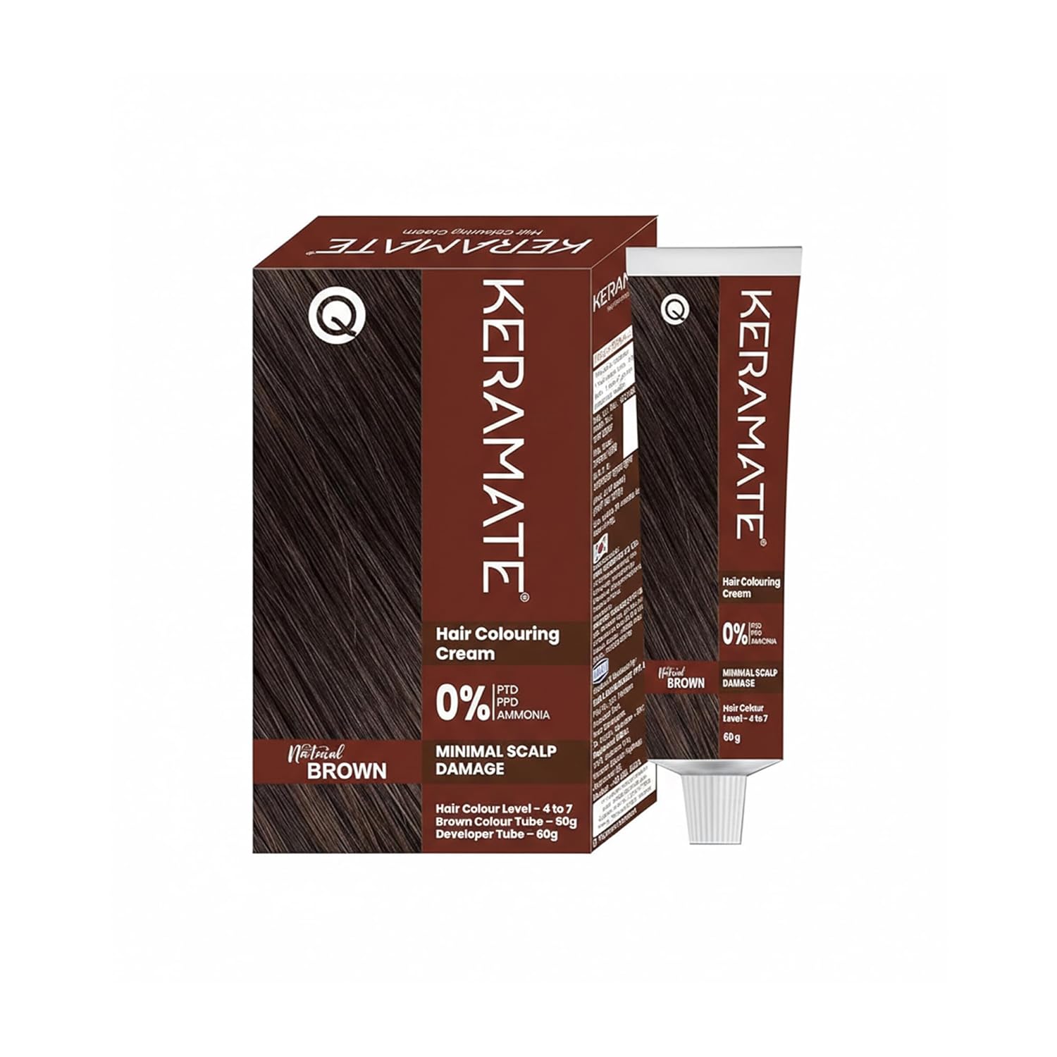 Keramate Hair Colouring Cream â€“ Natural Brown, No Ammonia, No PPD, No PTD | Safe, Long-Lasting Hair Color