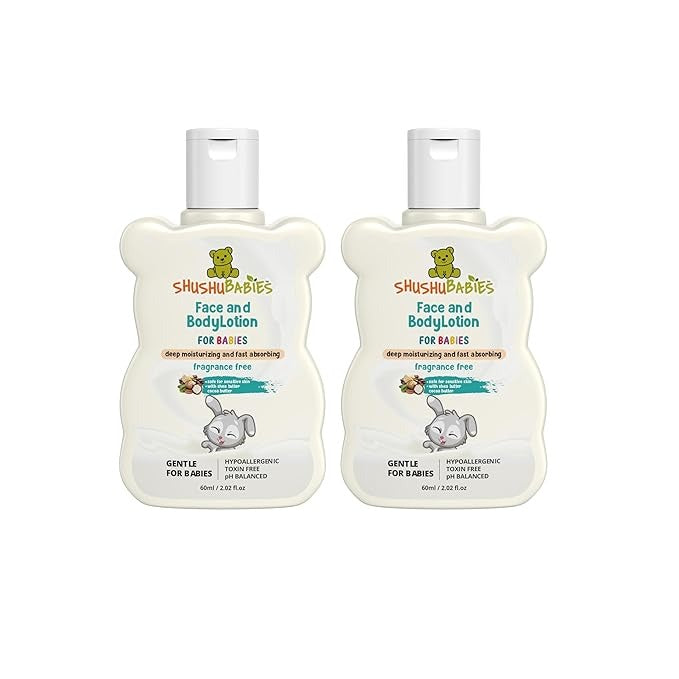 ShuShu Babies Fragrance Free Baby Face and Body Lotion - 60 ml (Pack of 2)