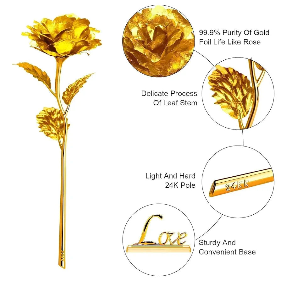 Certified Gold Plated Rose Gift Box golden