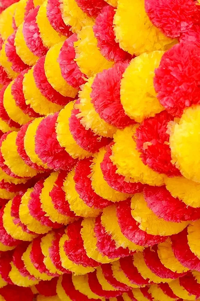 Artificial Marigold Garland Mala Flower Genda Phool Long for Decoration 5Pcs Mix