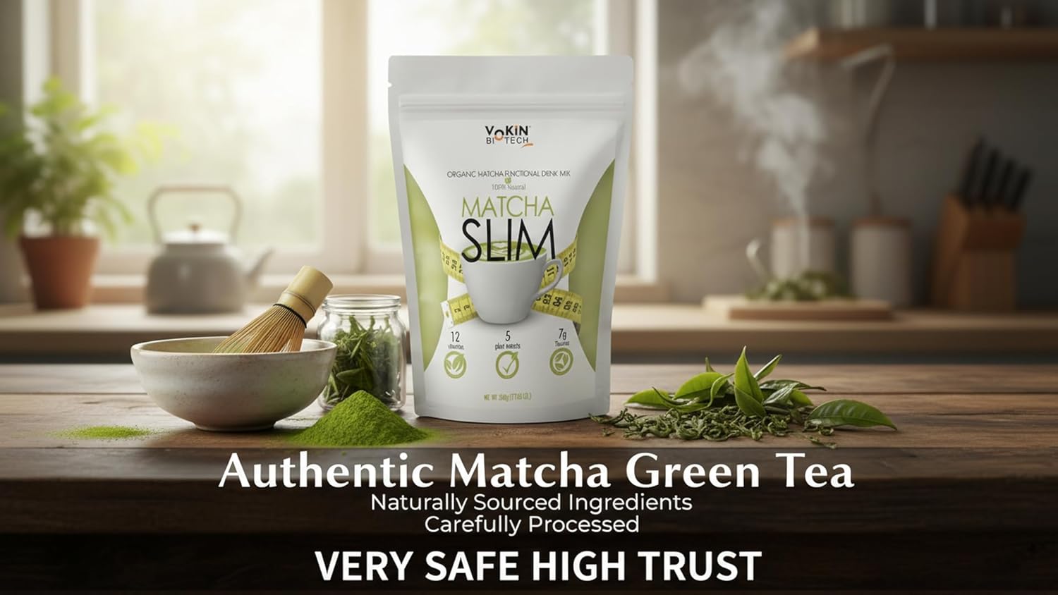 Vokin Biotech Matcha Green Tea Powder Supports Weight Loss Management | Rich In Antioxidants (500 gram)