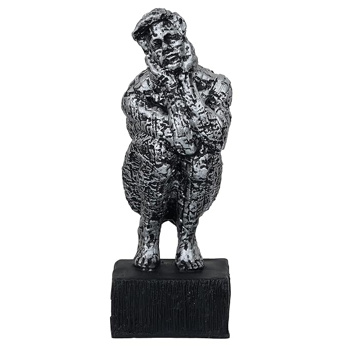 Ecraftindia Silver Polyresin Man Sitting & Thinking Human Figurine