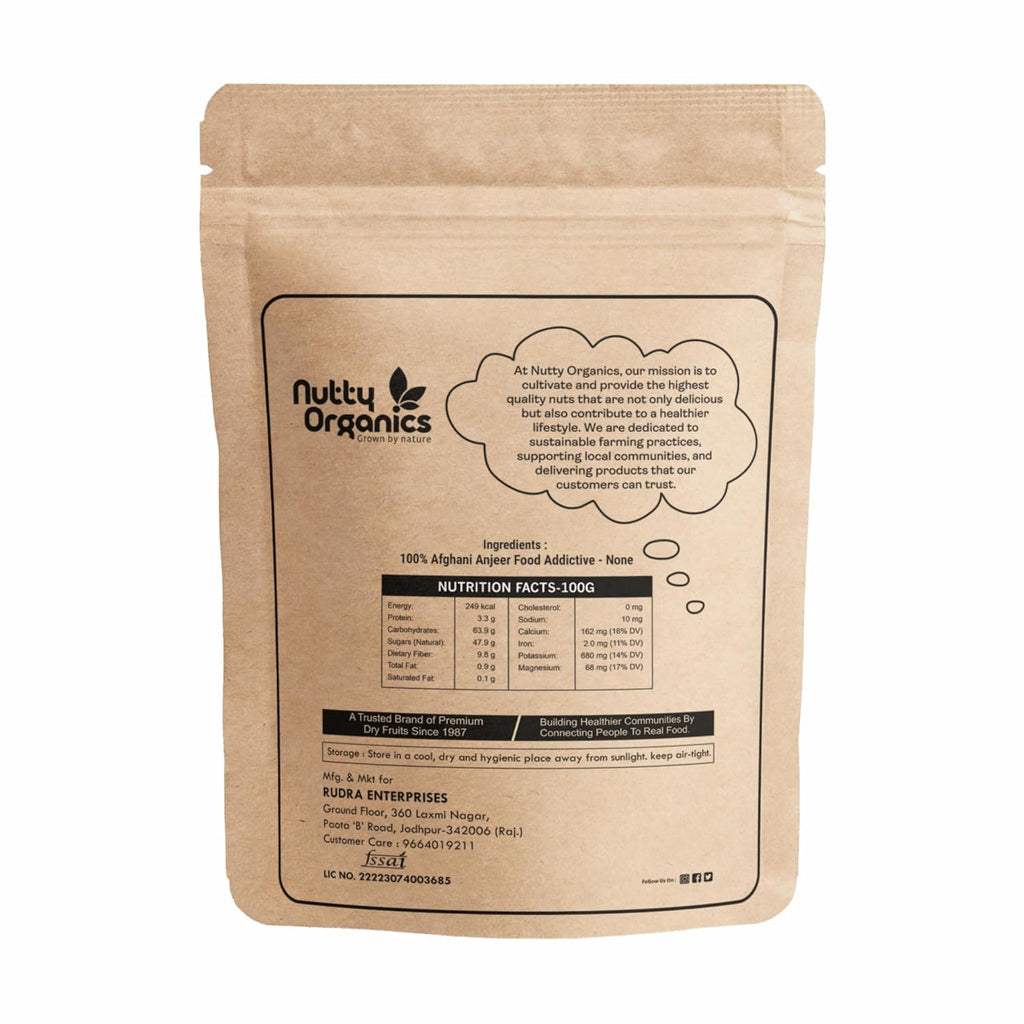 NUTTY ORGANICS Premium Dried Afghani Anjeer| Rich in Fiber | Rich in Nutrients | Packed with Fiber & Nutrients for a Healthier, Happier You | Anjeer Dry Fruit
