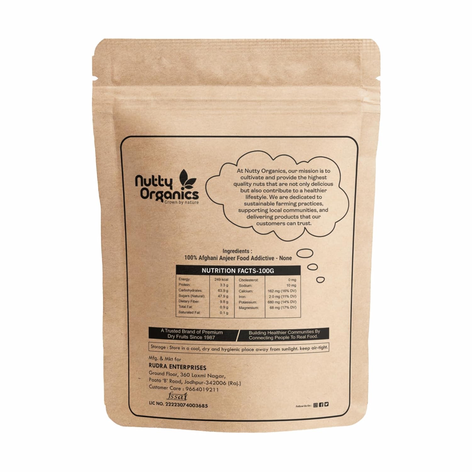 NUTTY ORGANICS Premium Dried Afghani Anjeer| Rich in Fiber | Rich in Nutrients | Packed with Fiber & Nutrients for a Healthier, Happier You | Anjeer Dry Fruit
