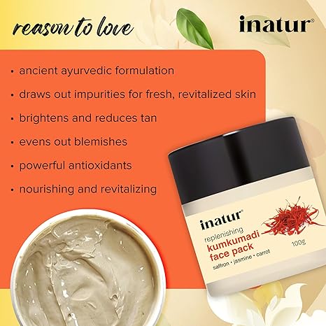 Inatur Kumkumadi Ayurvedic Face Pack Reduces Tan and Blemishes - 100 gms