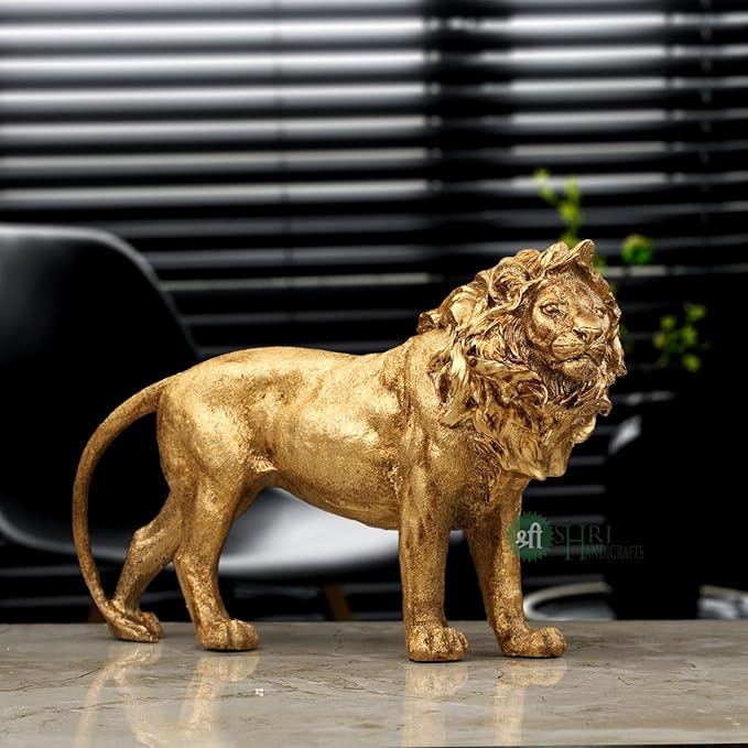 Indicast Resin 7" Inch Animal Lion Sculpture Statue Handcrafted Decorative Showpiece Idol