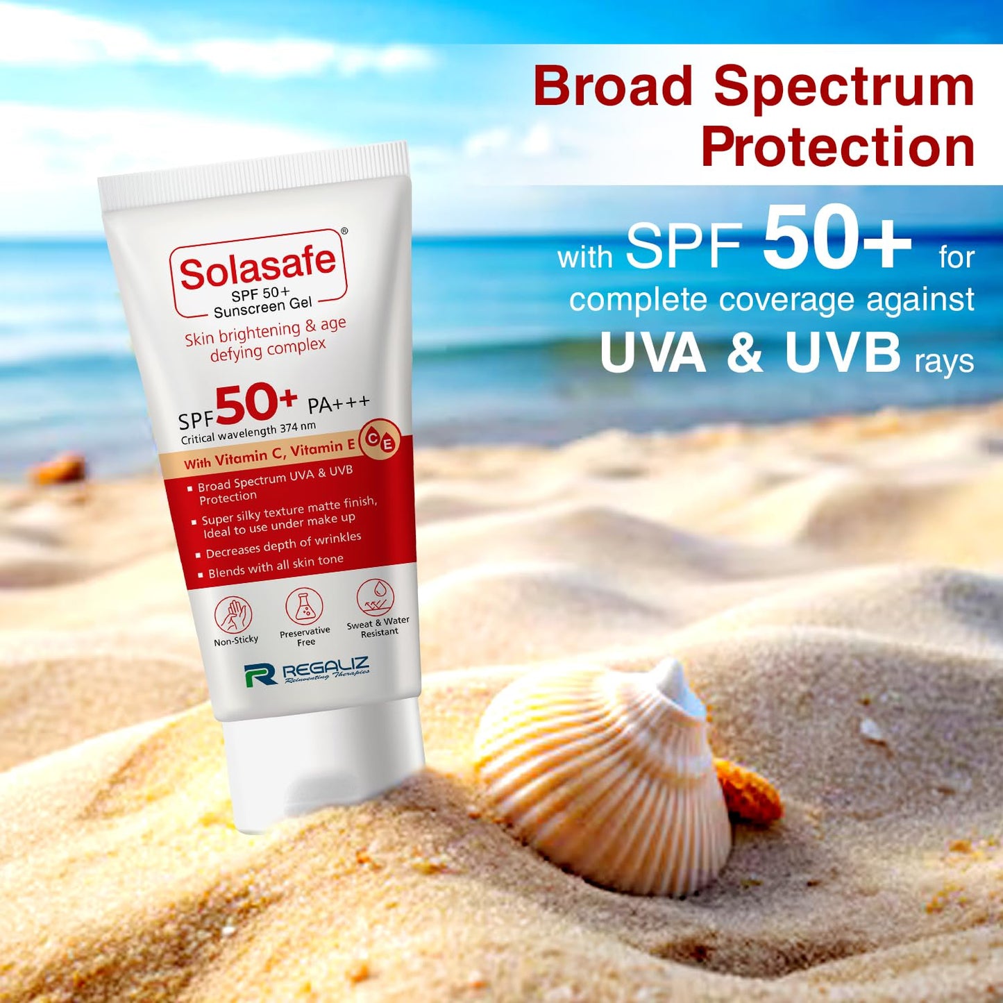 Regaliz Sunscreen Gel SPF 50+ - 50 gms