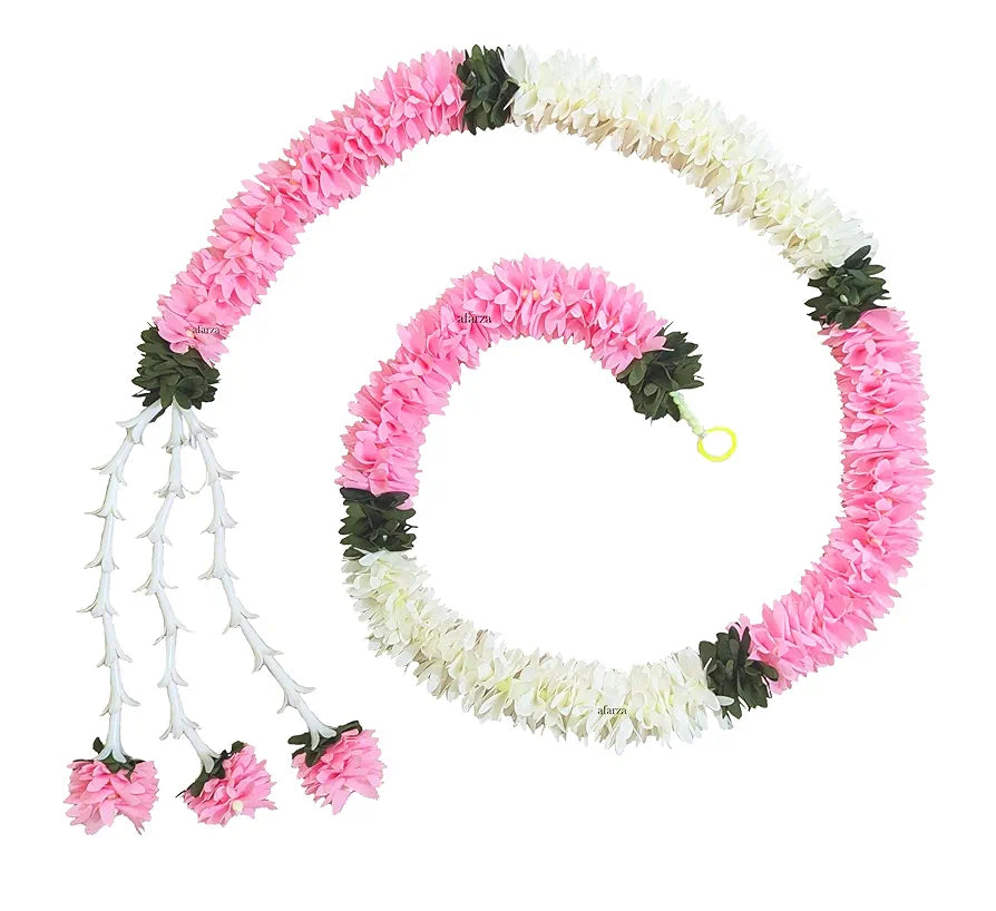 Afarza Artificial Flower Garland Toran for Door Entrance Home Decoration baby pink white Hanging 4pieces 5ft