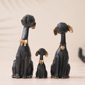 Ecraftindia Black Golden Set of 3 Cute Dog Statues Animal Figurines Decorative Showpieces
