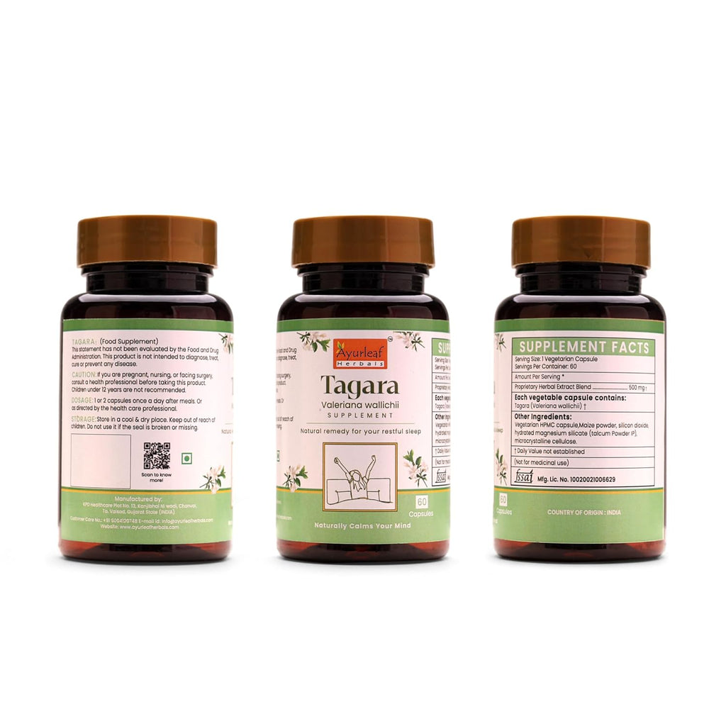 Ayurleaf Herbals Tagara Capsule - 60 Caps (Pack of 2)