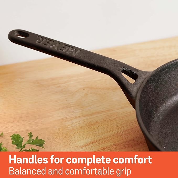 Meyer Pre-Seasoned Cast Iron Frypan/Skillet 24 cm Black