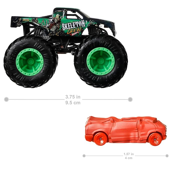 Hot Wheels Monster Trucks Skeleton Crew Vehicle Set of 2