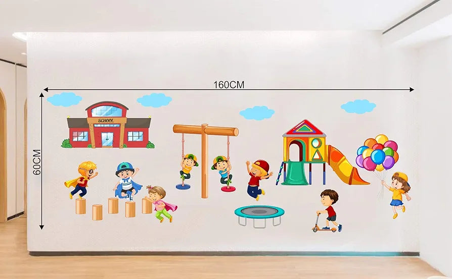 Decal O Decal Vinyl Kids Playing Activities Wall Tile Fridge Sticker -Self-Adhesive