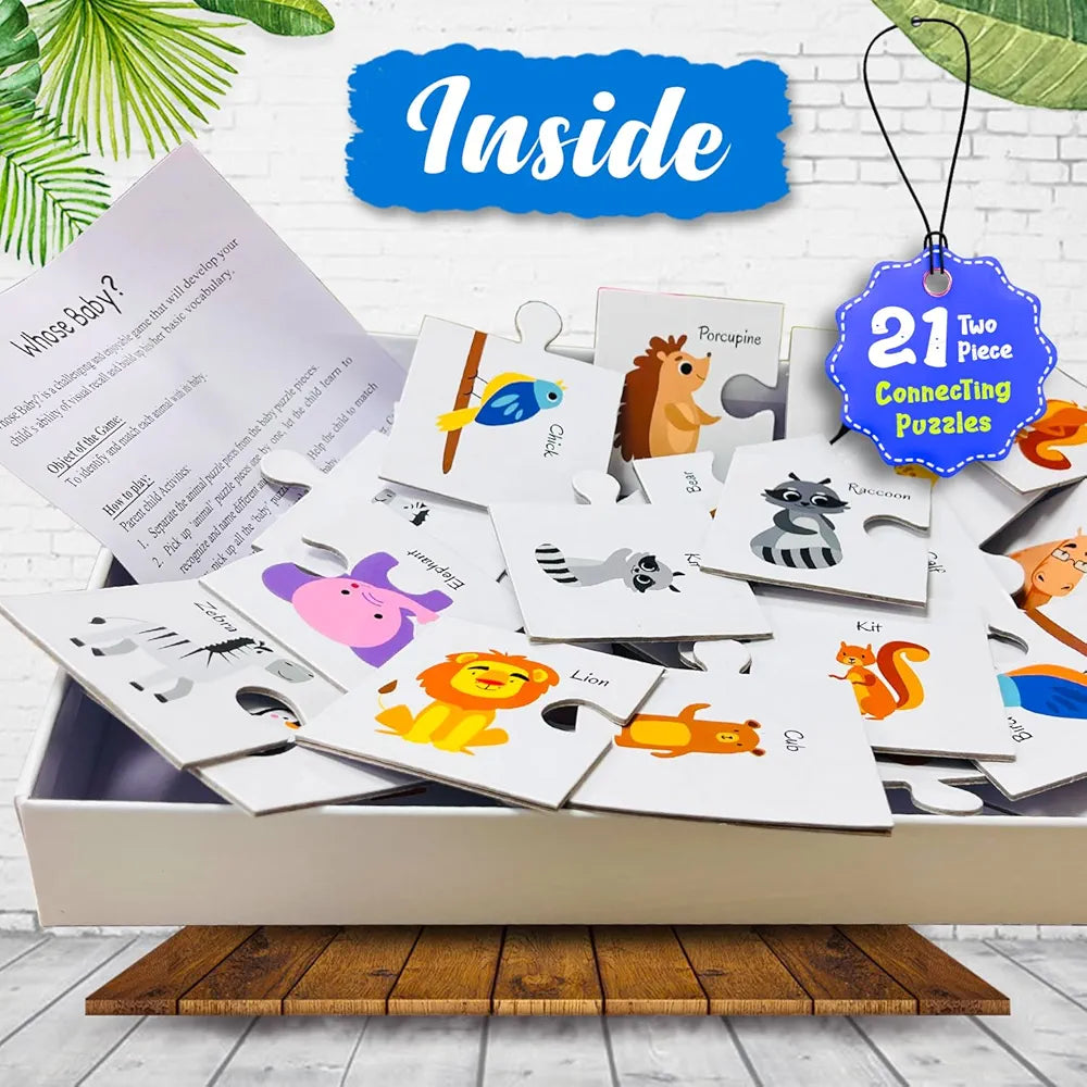 Hello Friend Whose Baby Jigsaw Puzzle? Connecting 2-Piece  for Kids, Childrens and Toddlers – Early Learning Educational