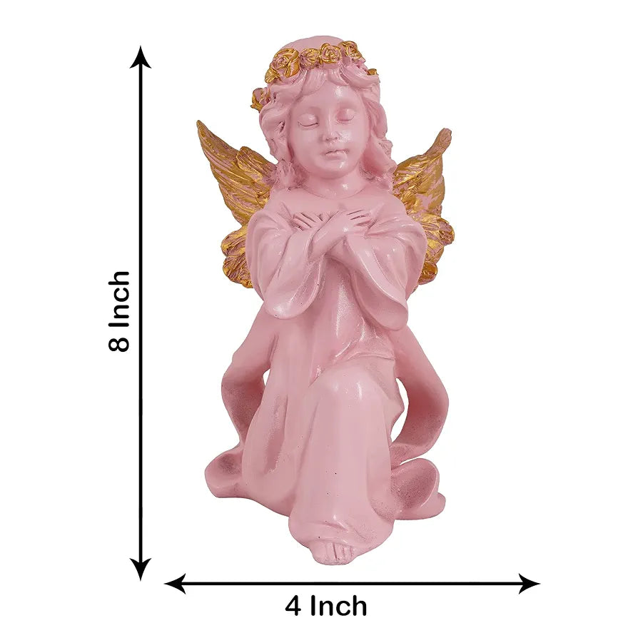 Zart Angel Girl Gold Winged Statue for Home Decor Item