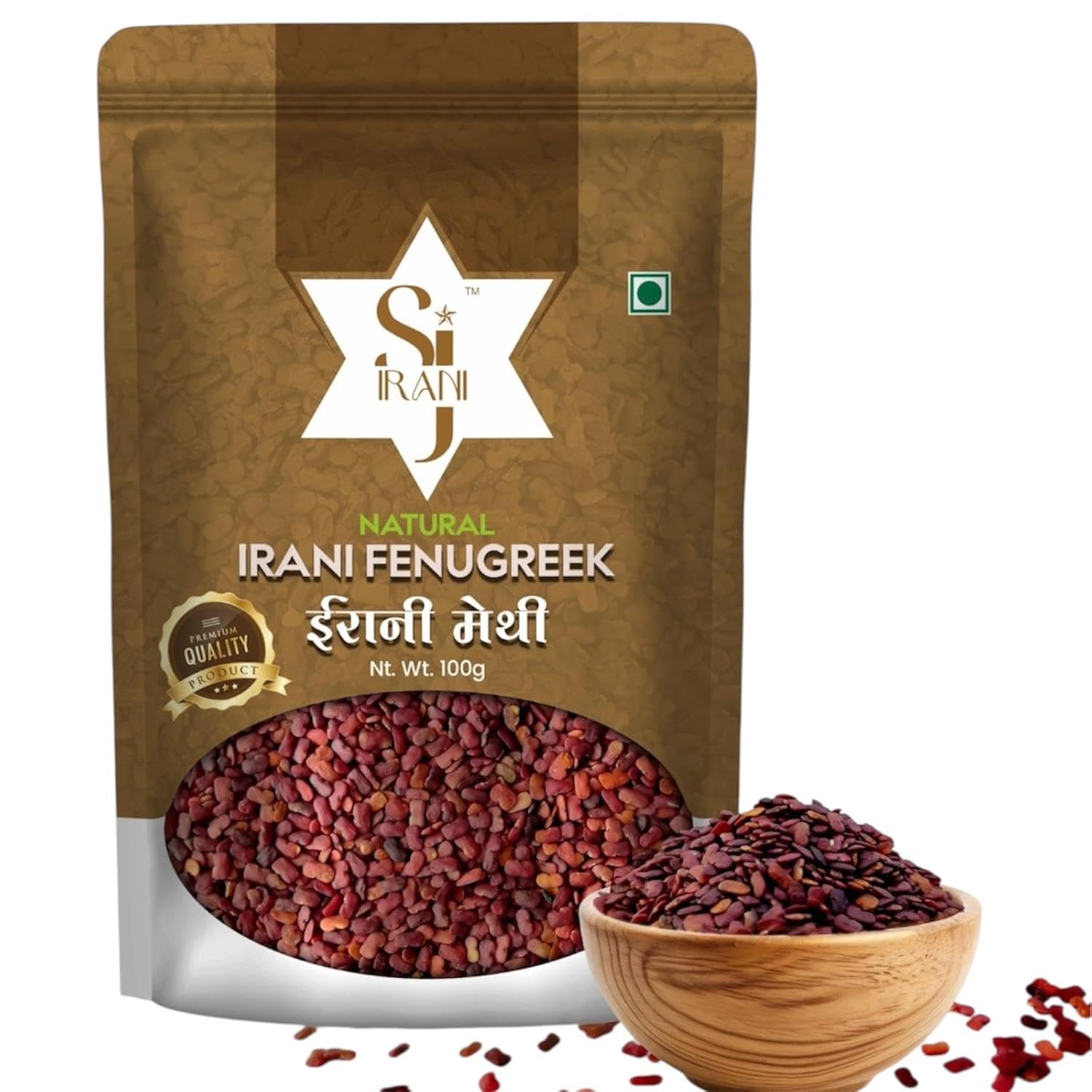 SJ IRANI Irani Methi Brown Fenugreek Whole Seeds 100G Pouch Packing