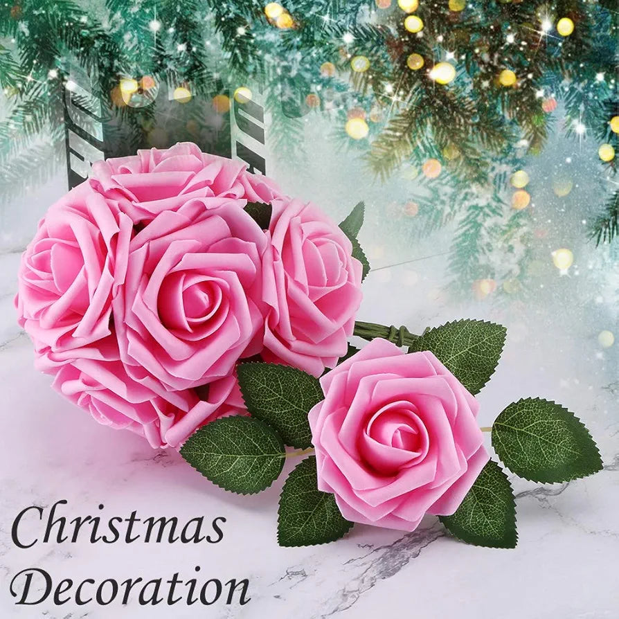 Artificial Flowers Foam Rose Flowers with Stem Real Looking Artificial Rose Peach