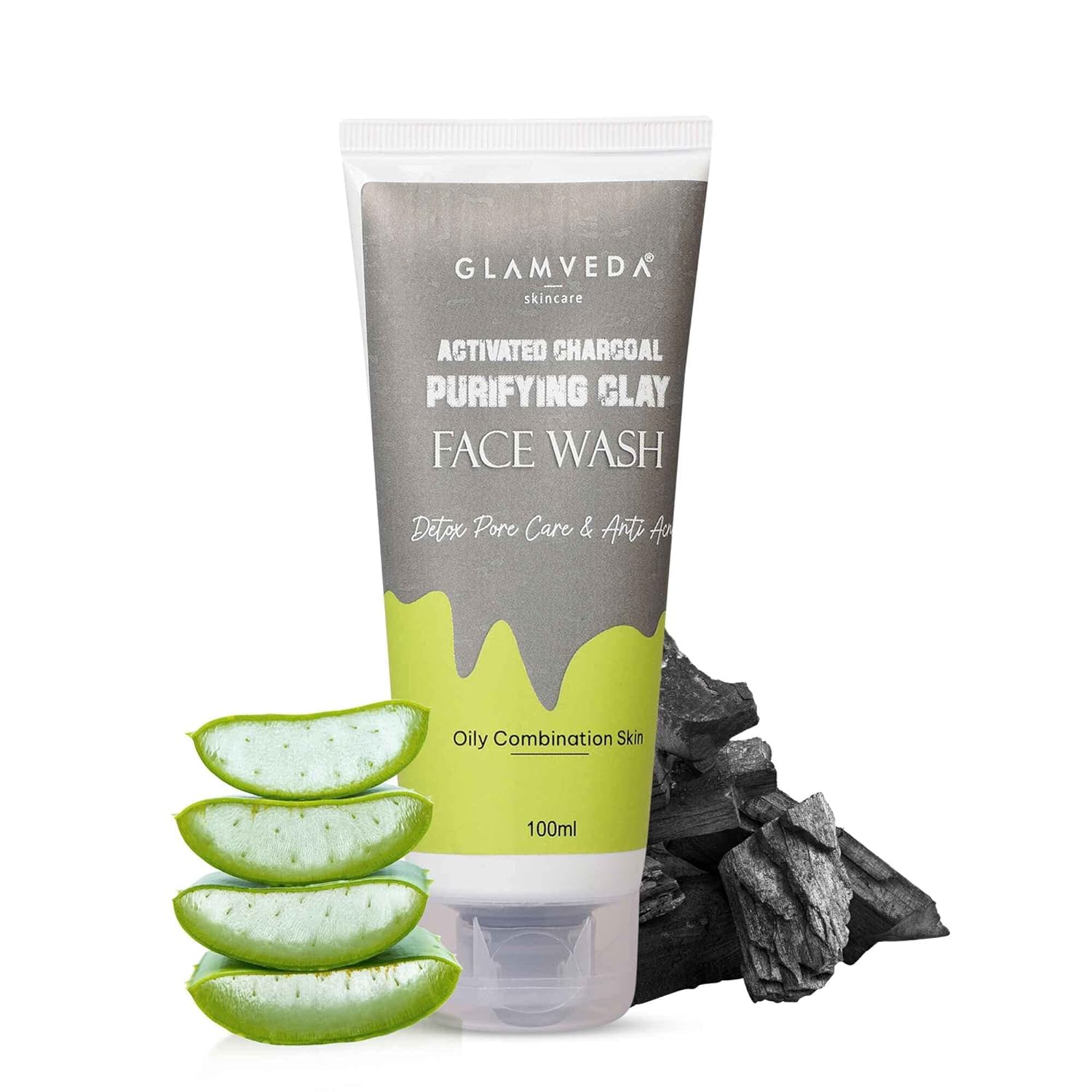Glamveda Activated Charcoal Clay Face Wash - 100 gms