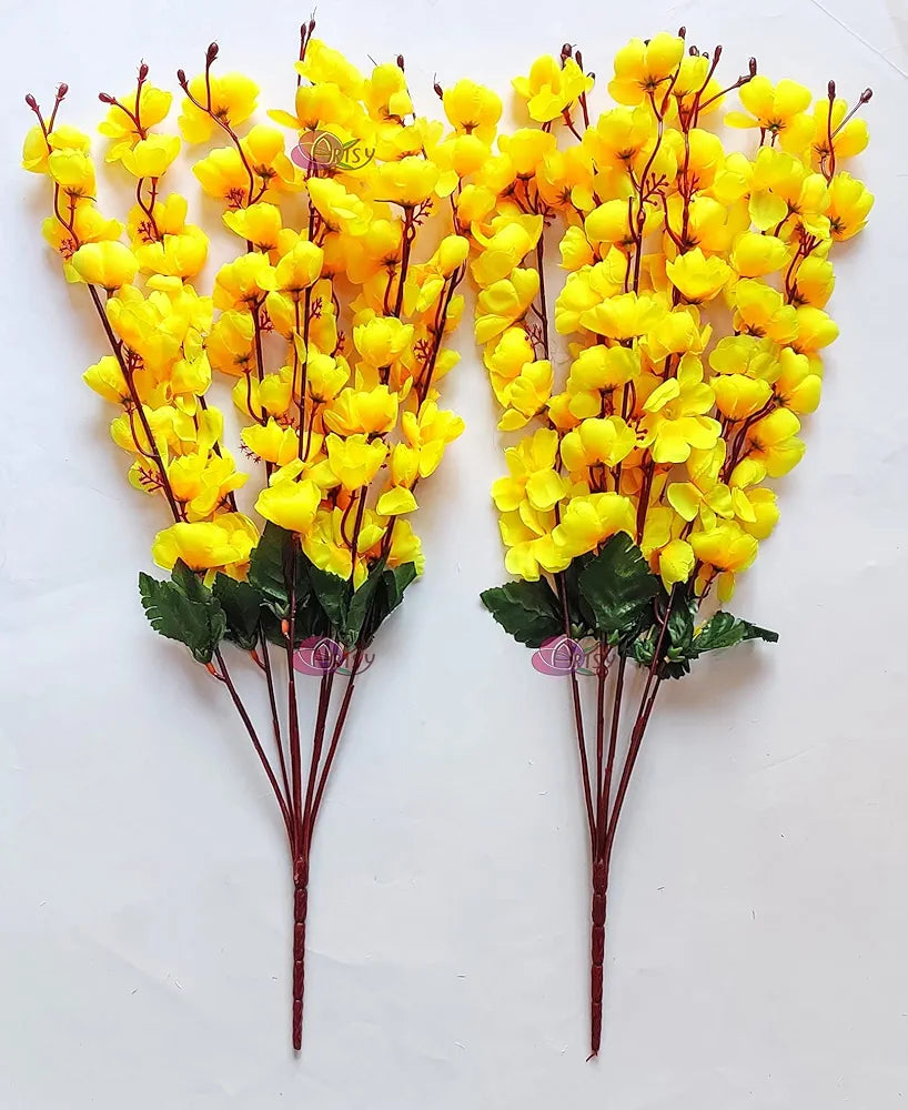 Artificial Flowers Bunch for Decoration Cherry Blossom Ideal for vase Without Vase Yellow
