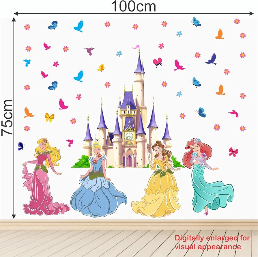 StickMe Princess Castle Birds Butterfly Baby Kids Learning Education Wall Sticker -SM862 -self adhesive