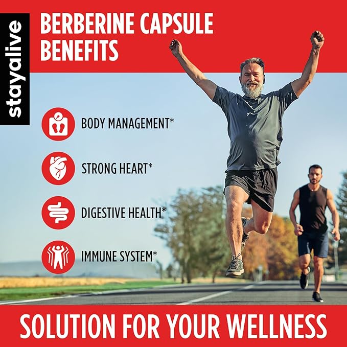 StayAlive Berberine HCL Capsule 43000mg 30:1 Super Extract w Ceylon Cinnamon - 120 caps