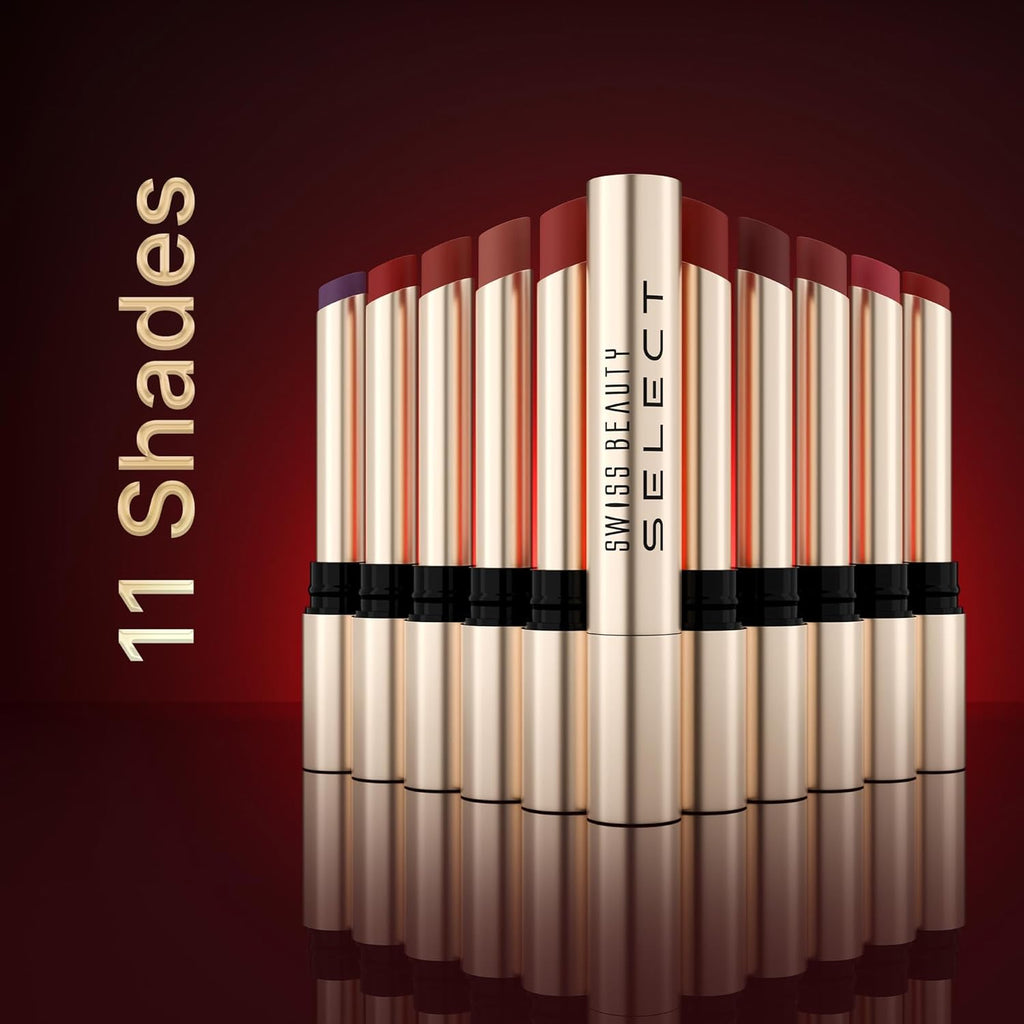 Swiss Beauty Select High On Shine Creamy Lipstick | With Mirror-shine finish | Enriched with Vitamin E | Shade- Supreme Nude, 1g |
