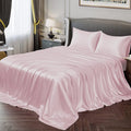 Cloth Fusion Satin Bedsheet for King Size Bed Set of 1 Satin 2 Pillow Covers H603 115 TC Baby Pink