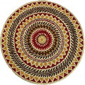 The Home Talk Tufted Round Wool Carpet Anti-Skid Backing Area Rugs for Living Room 3 Diameter Multi Rangoli
