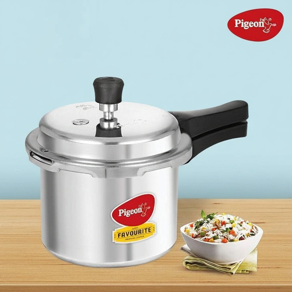 Pigeon By Stovekraft Induction Base Aluminium Pressure Cooker with Outer Lid - 3 Litres (Silver)