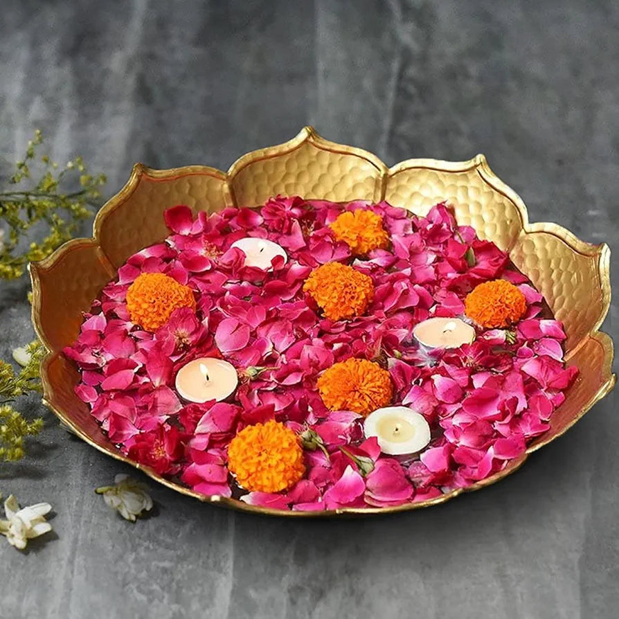 The Purple Tree Beautiful Handcrafted Lotus Urli Bowl for Floating Flowers and Tea Light Candles 1 Lotus Urli