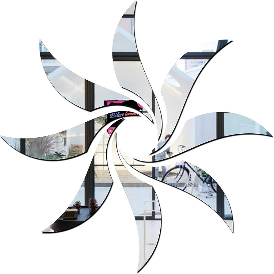 Bikri Kendra Sun Silver Model-1 Mirror Stickers for Wall, Acrylic Mirror Wall Decor Sticker