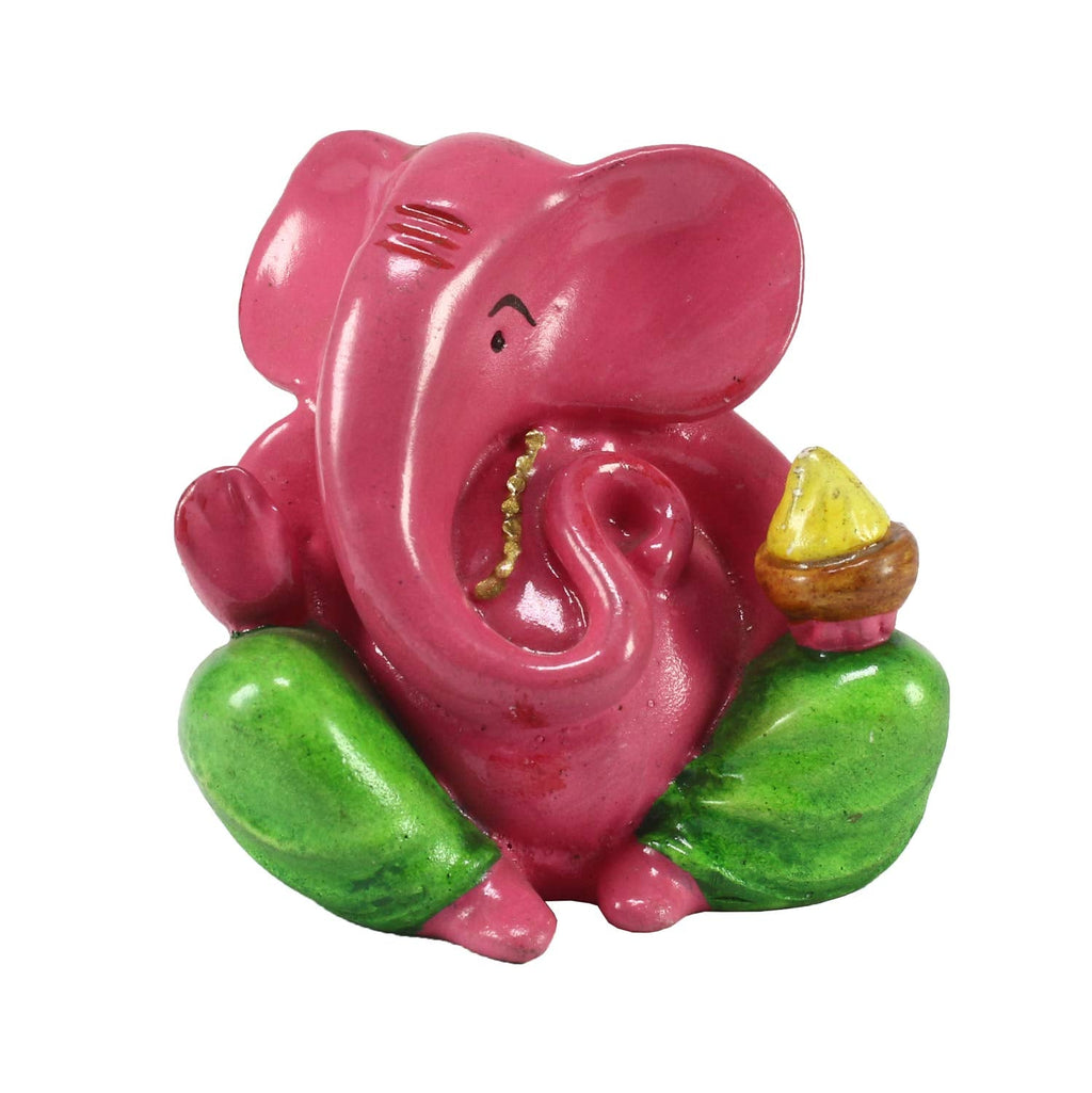 Ecraftindia 'Decorative Lord Ganesha' Showpiece | Pink and Green