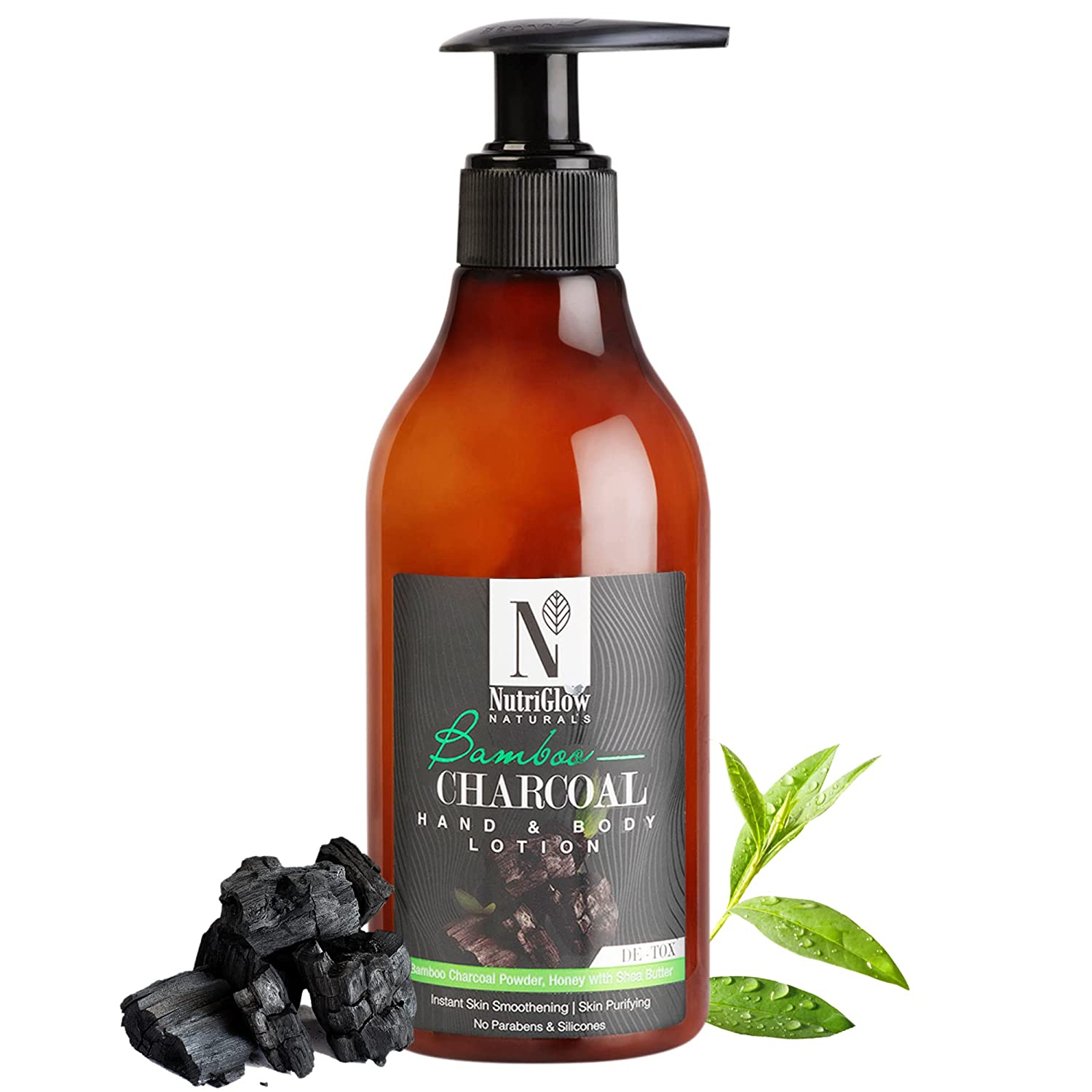 NutriGlow NATURAL'S Bamboo & Charcoal Hand & Body Lotion - 150 ml