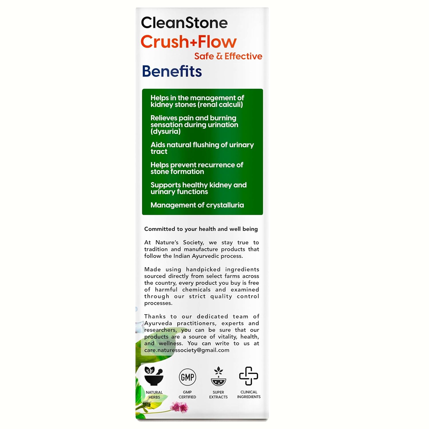 The Nature's Society Â® CleanStone Kidney Stone Removal Medicine | 10 Days Ayurvedic Medicine For Kidney Detox | Patharchatta Juice Extract & 7 Other Herbal Extracts | 200ml Syrup + 20 Capsules Pack