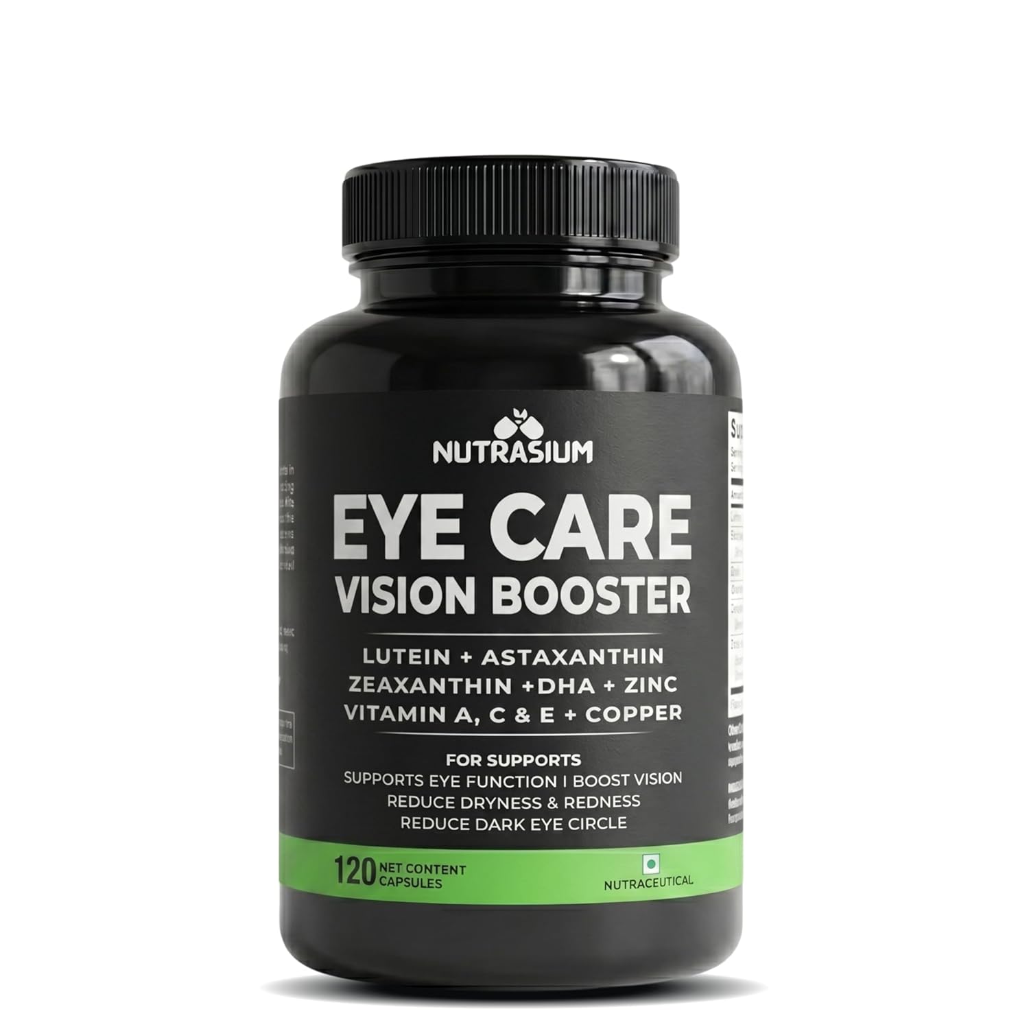 Nutrasium Eye Care | Lutein, Zeaxanthin Astaxanthin Eye Supplement | Supports Healthy Vision, Helps Reduce Digital Eye Strain & Fatigue from High Screen Time for Men, Women & Students (120-Capsules)
