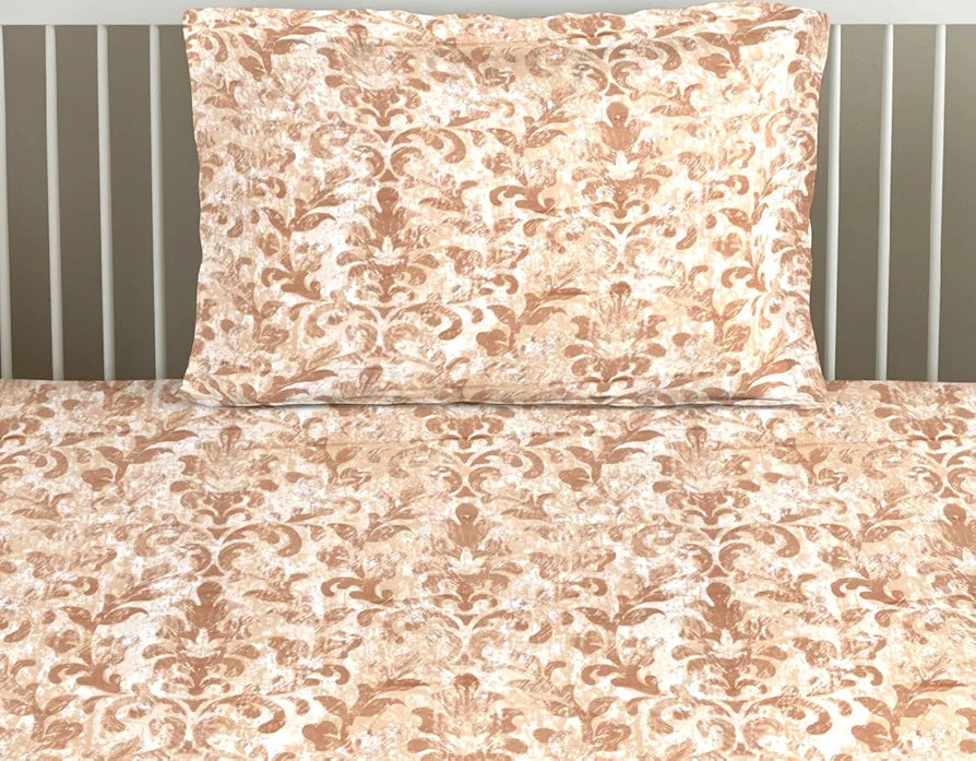 Trance Home Linen 180Tc 100% Cotton 78"X36" Single Size Elastic Fitted Bedsheet Printed With 1 Pillow Cover Colour Royal Brown