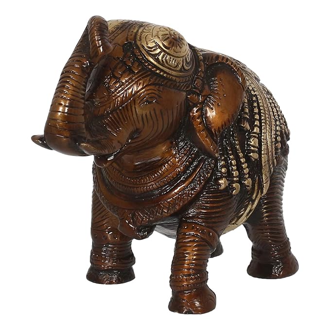 Ecraftindia Antique Finish Decorative Brass Elephant Fingurine