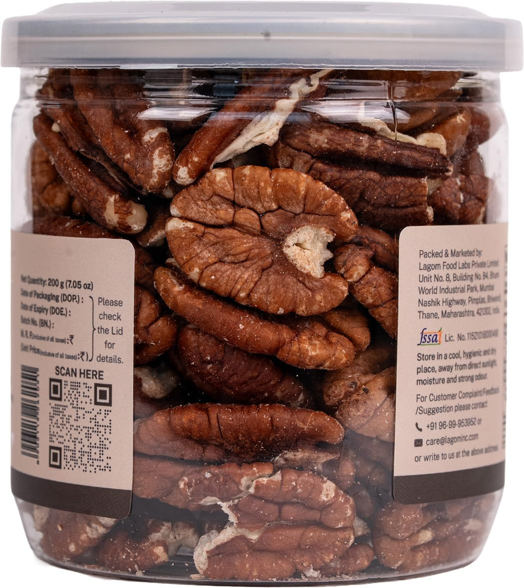Lagom Pecan Nuts | Unsalted, Small Batch Roasted | Buttery, Crunchy Texture | No Preservatives | Vegan, Gluten Free, Non-GMO
