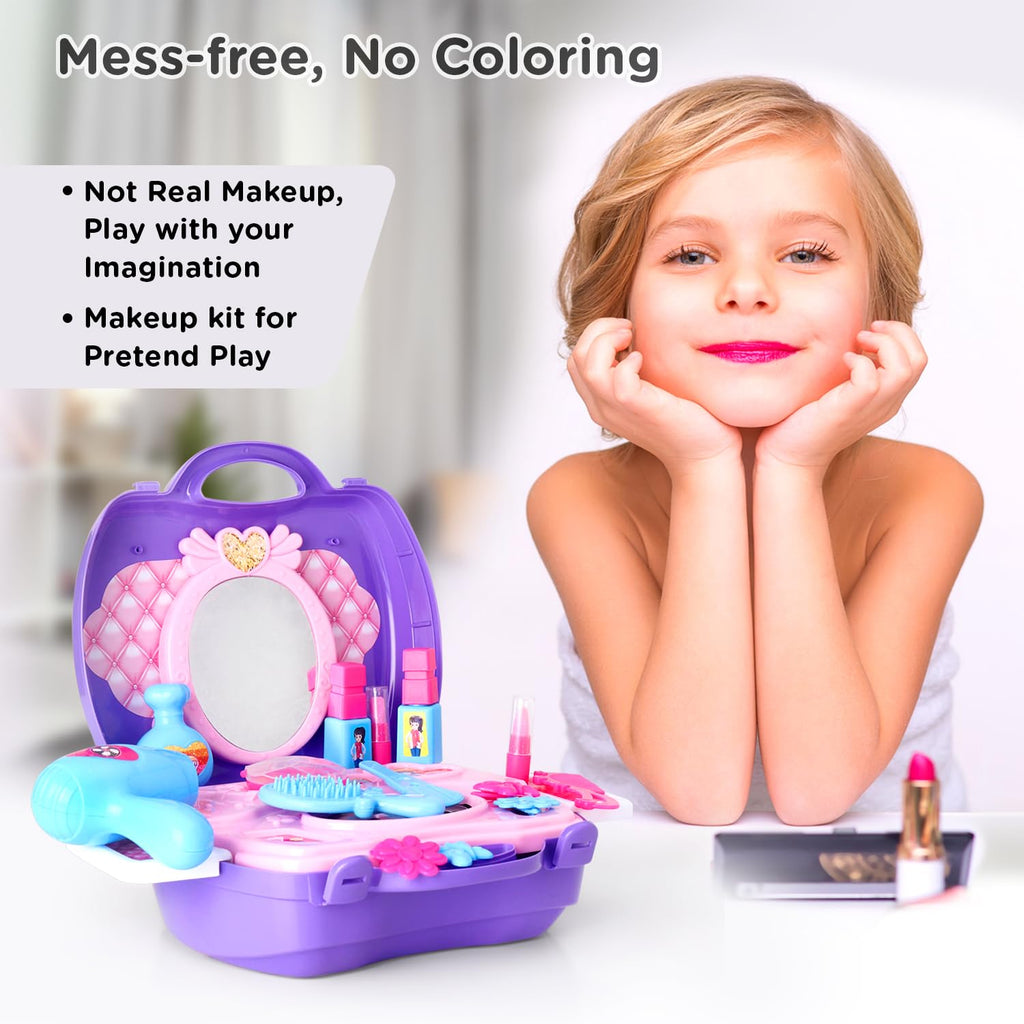 Play Nation Premium 21 Pcs My Vanity Makeup Suitcase Playset for Girls Multicolor