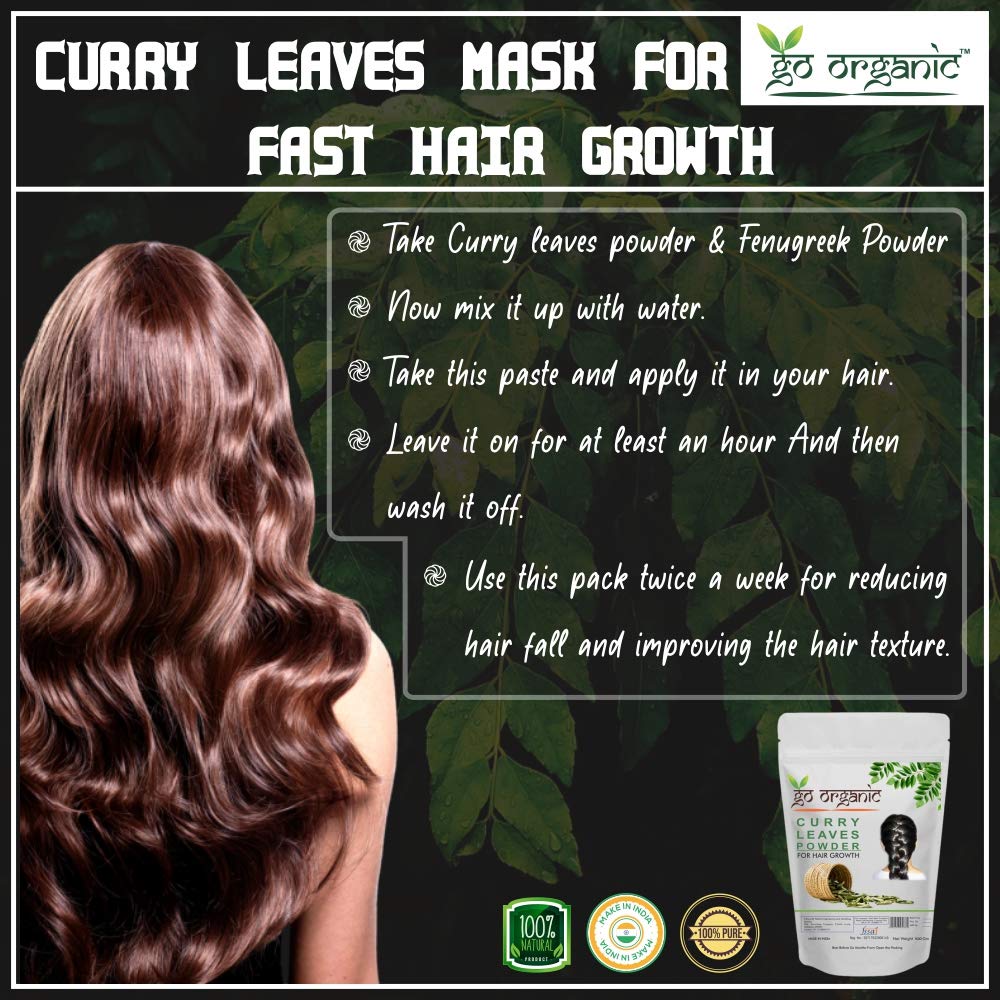 Go Organic Curry Leaves Powder Curry Leaves to Grow Long, Strong and Shiny Hair (100 Grm)