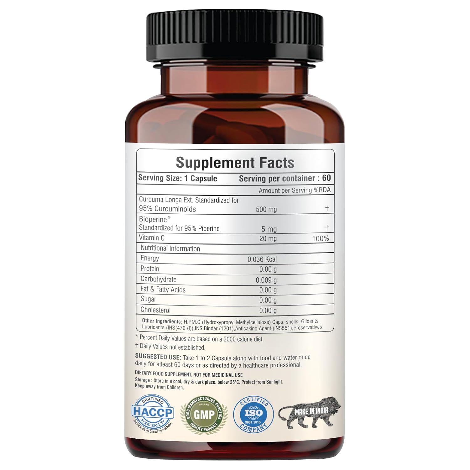 Curcumin 100 veg capsules-with 95% Curcuminoids - Higher Absorption- Antioxidant & Anti-inflammatory Supplement - For Skin, Joint Support, Boosts Immune System