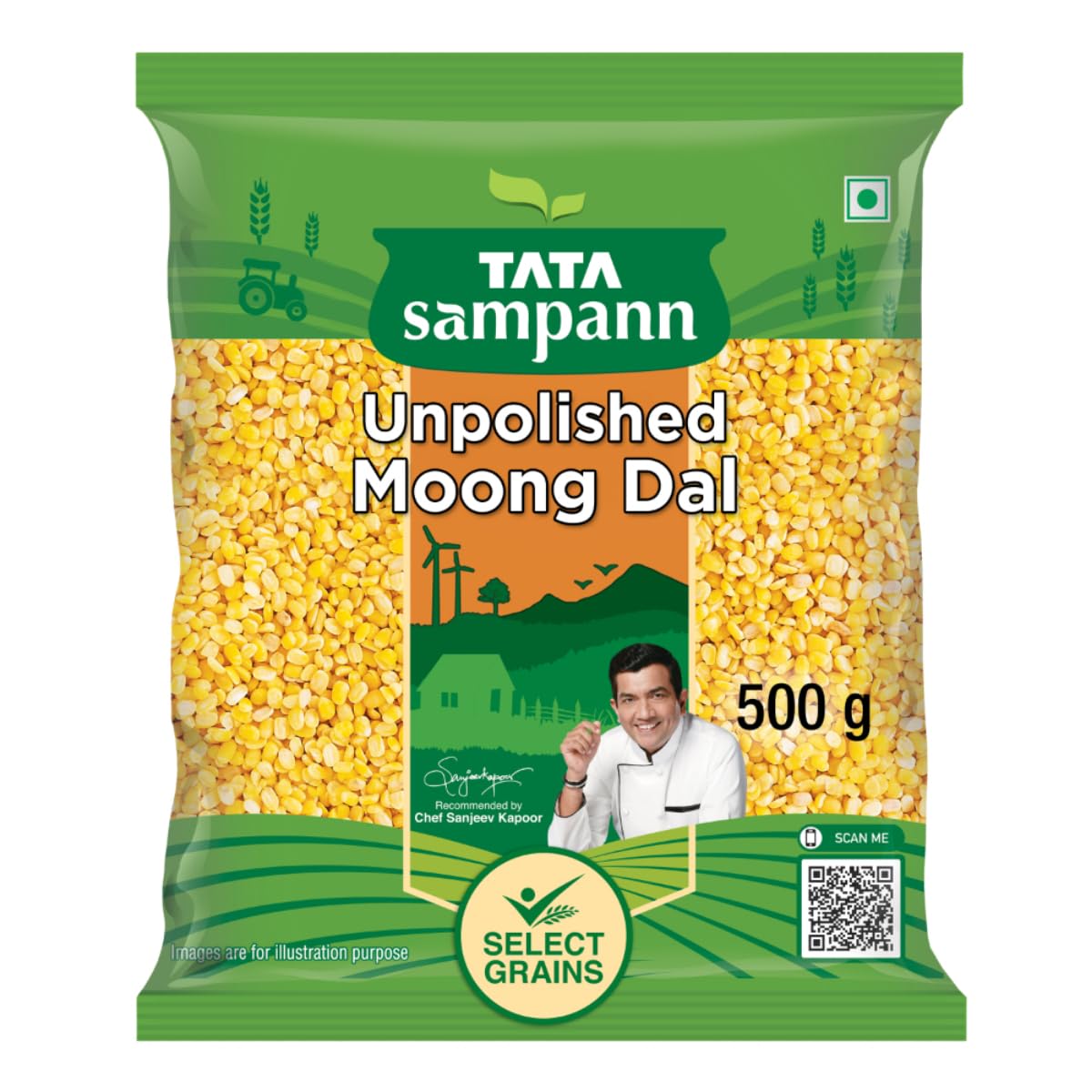 Tata Sampann Unpolished Moong Dal (Split), 500gm