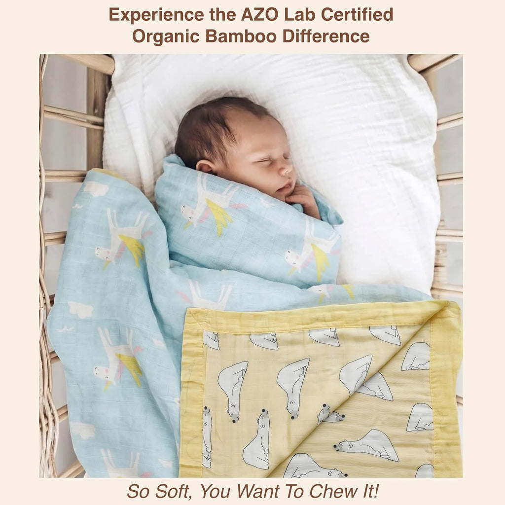 DOTMOM Premium Bamboo 6 Layered Baby Blanket – Hypoallergenic, Antibacterial & Highly Breathable, Super Soft Receiving Wrapper for Newborn Girls & Boys, Baby Essential Bedding – 0 to 3 Years