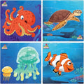 Playhills Wooden Jigsaw Puzzle Pack of 4 Cute Sea Animals 9-Piece Puzzles for Kids Educational Learning Toy Ideal Toy Game Gift for Age 3 4 5 Years