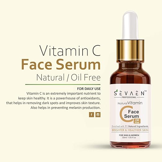 Sevaen Vitamin C Face Serum Enrich with 11 Natural ingredients - 30 ml Each (Pack of 2)