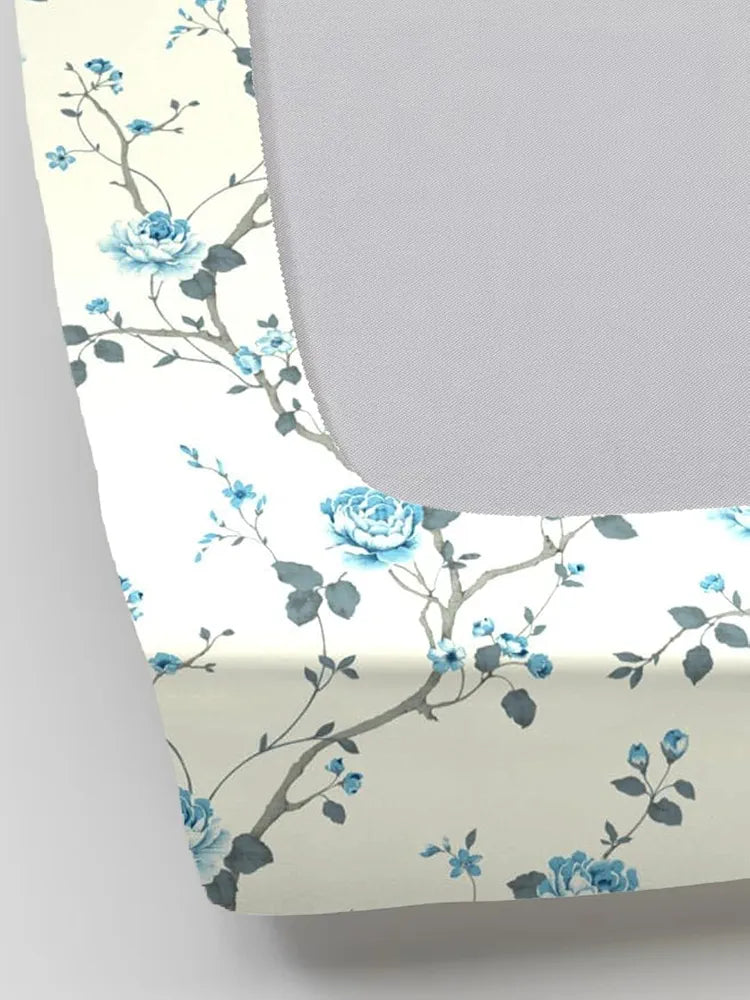 Trance Home Linen 180TC 100% Cotton Standard King Size Elastic Fitted Bedsheet Cotton Bedsheets for King Size Bed 2 Pillow Covers 78x72 inch 6.5x5.5 ft Colour Aster Blue