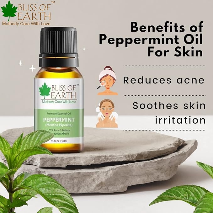 Bliss of Earth Premium Peppermint Mentha Piperita Essential Oil - 10 ml Each (Pack of 3)