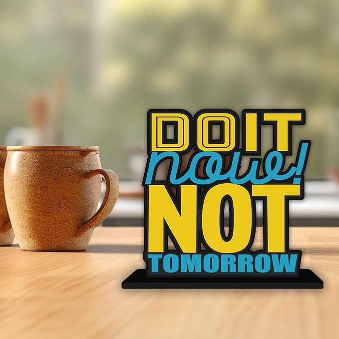 Artvibes Wooden Idols and Figurine Do It Now Not Tomorrow Quotes Table Decor for Office Desk Alphabet Showpiece