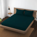 Trance Home Linen 100% Cotton 78x60 inch Queen Elastic Fitted Bedsheet 400TC Premium Queen Double Bed Size Plain with 2 Pillow Covers Colour Teal