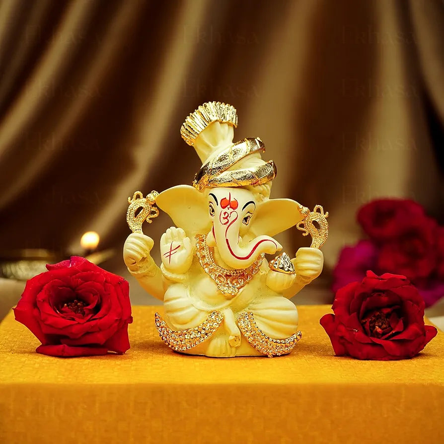 Ekhasa Ganesh Idol for Car Dashboard Ganpati Idol for Cars Ivory 3
